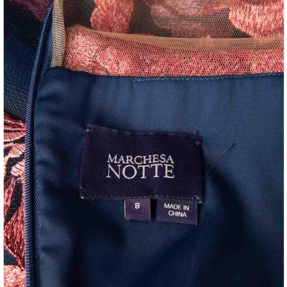 Marchesa Notte - Navy and Rose colored flowers - Size 8 - Picture 5 of 9